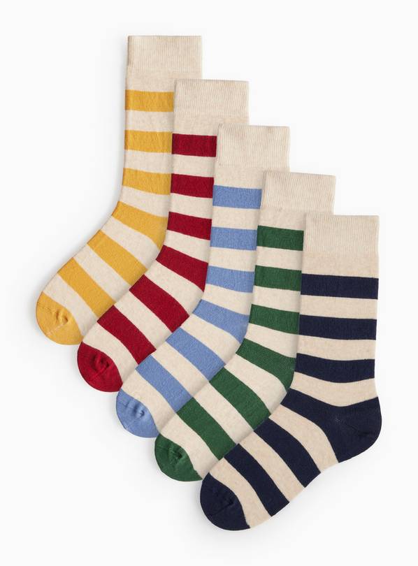 Bright Stripe Ankle Socks 5 Pack 6-8.5